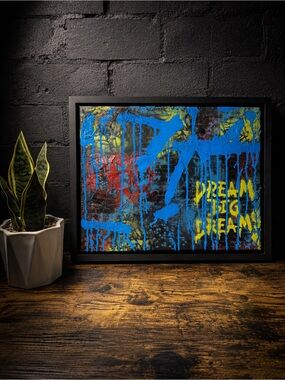 Original Graffiti Style Abstract Painting “Dreams” Framed Signed Art